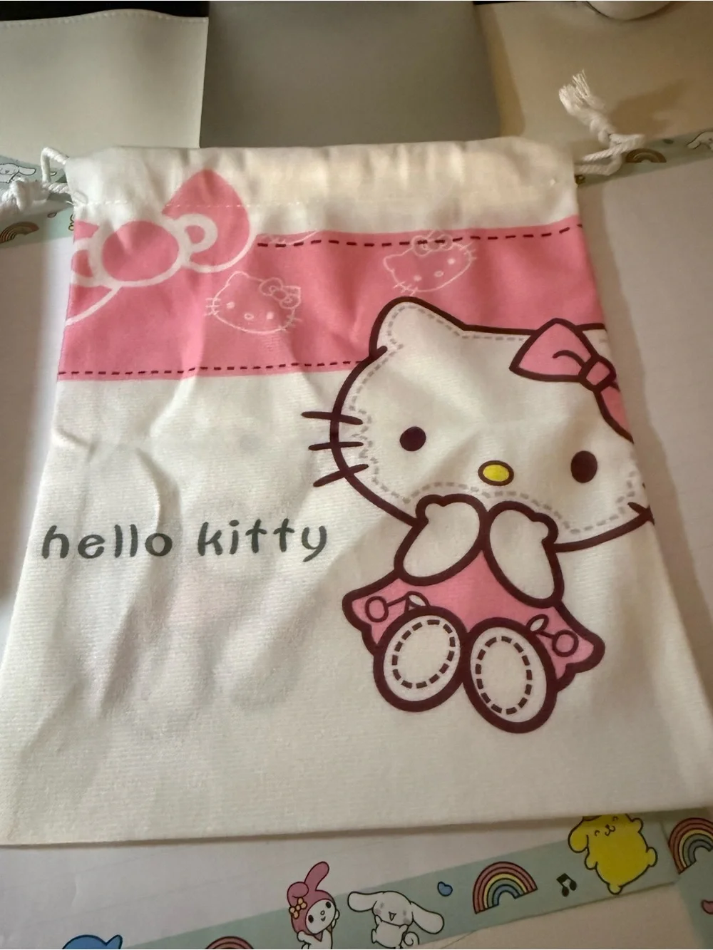 Hello Kitty Pink Kids Drawstring Bag & Notebook Set